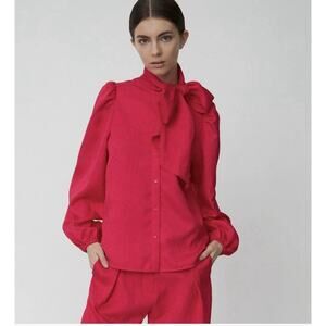 Stella Nova Bow Tie Shirt - Wild Cherry Size 38 NWT!